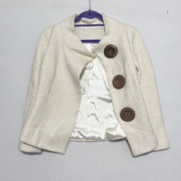 Vintage retro bohemian wool blend elegant blazer jacket - Picture 2 of 7